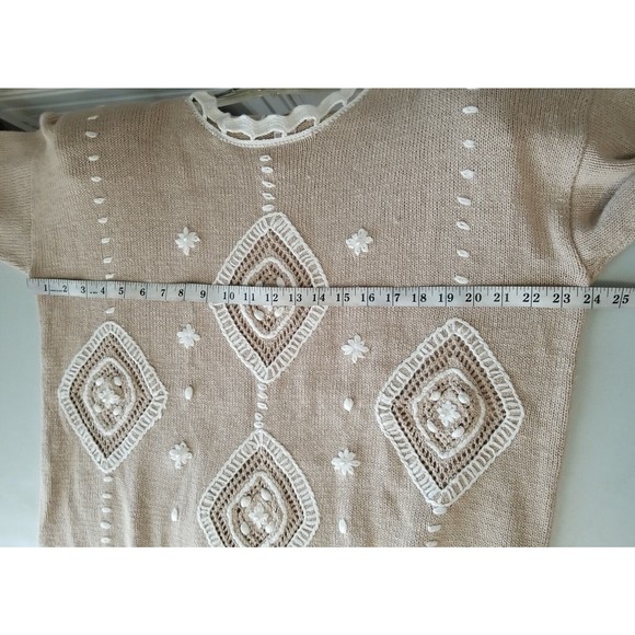 Vintage Worthington Sweater Large Crochet Embroidered Grandmacore - Picture 11 of 12
